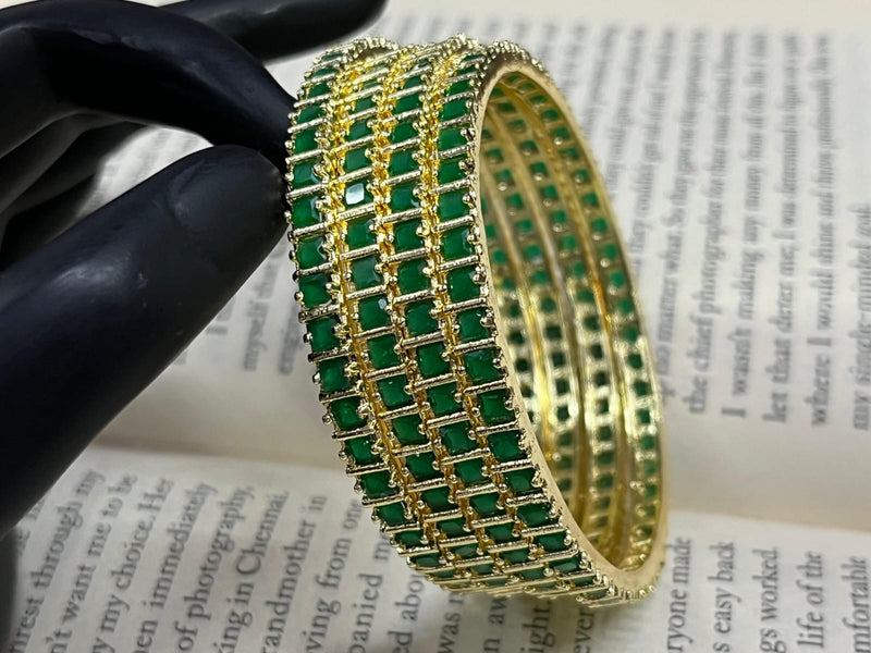 American Diamond Bridal Bangle Set – Wedding & Reception Jewelry