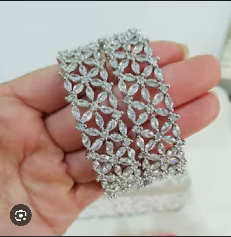 Heavy Stone American Diamond Bridal Bangles – Grand Wedding Set