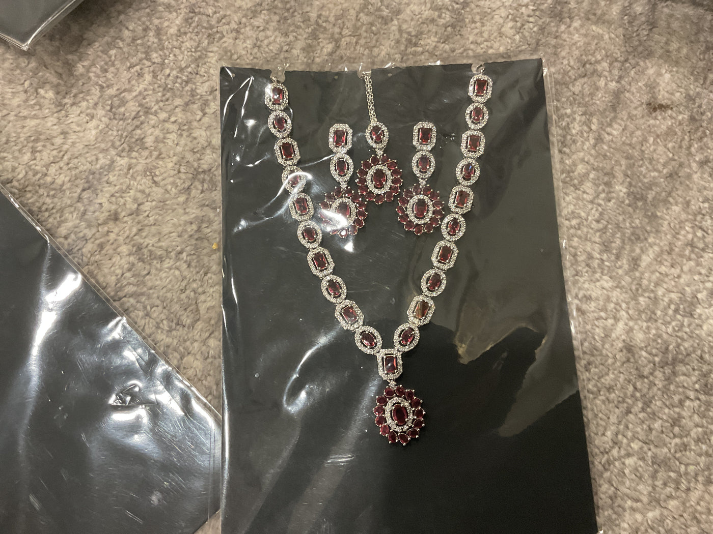 American Diamond Circular Link Necklace Set – Teardrop Drops with Matching Earrings