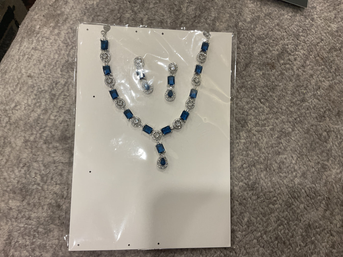 American Diamond Beaded Stone Necklace Set – Multi-Color Faceted Beads with Matching Earrings