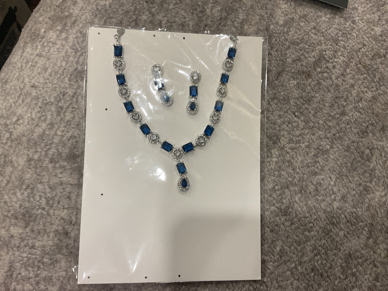 American Diamond Beaded Stone Necklace Set – Multi-Color Faceted Beads with Matching Earrings