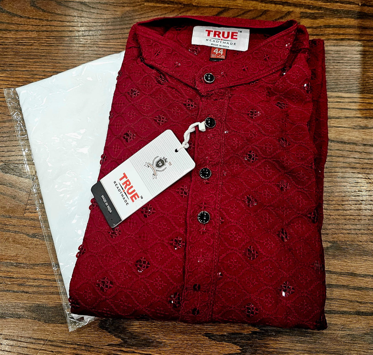 Red Sequin Mirror Work Kurta Pajama
