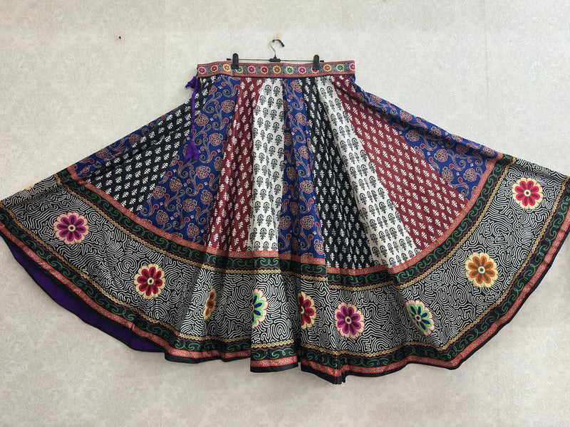 Multicolor Bandhani chaniya choli skirt with floral border