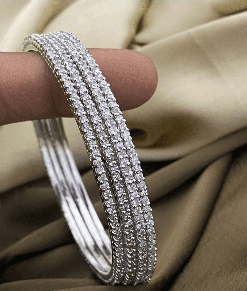 Floral American Diamond Bridal Bangles – Wedding CZ Stone Design